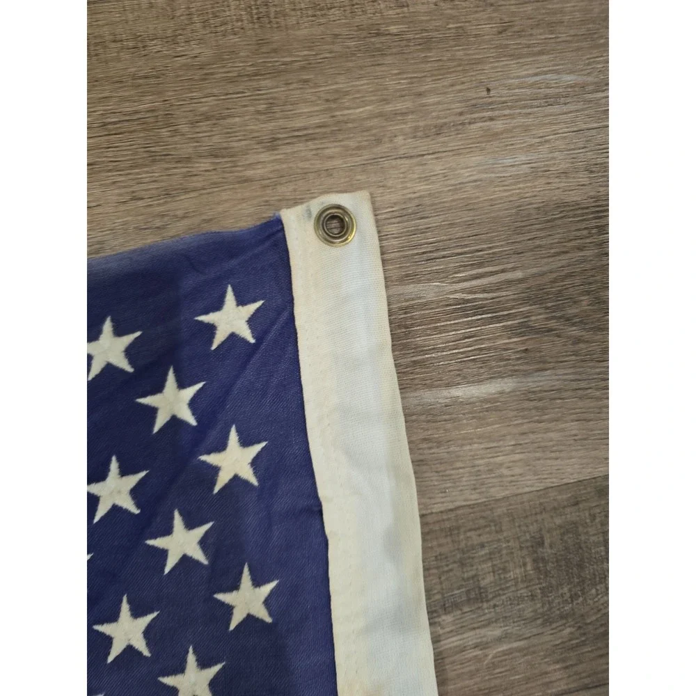 Vtg Bull Dog Bunting US American Flag 2x3 Cotton Sewn Stitched